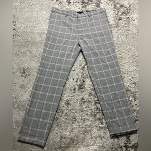 H&M Skinny Fit Suit Pants - Gray/Plaid